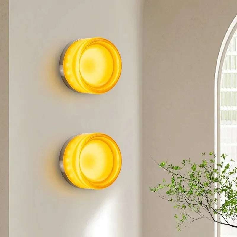 Nordic Round Wall Light Fixtures for Bedroom Bedside Hotel Background Decoration Led Modern Colorful Lamp Luminaire